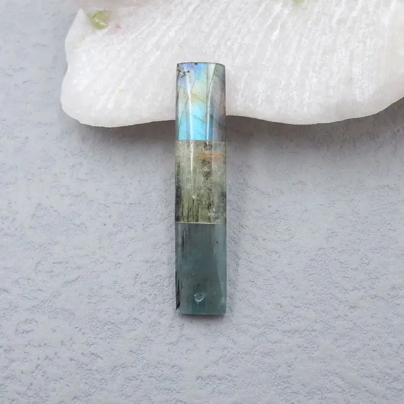 Natural Stone Handmade Blue Kyanite,Green Kyanite,Labradorite Pendant Bead 41x8x5mm 4g Semiprecious Stone Labradorite Pendant