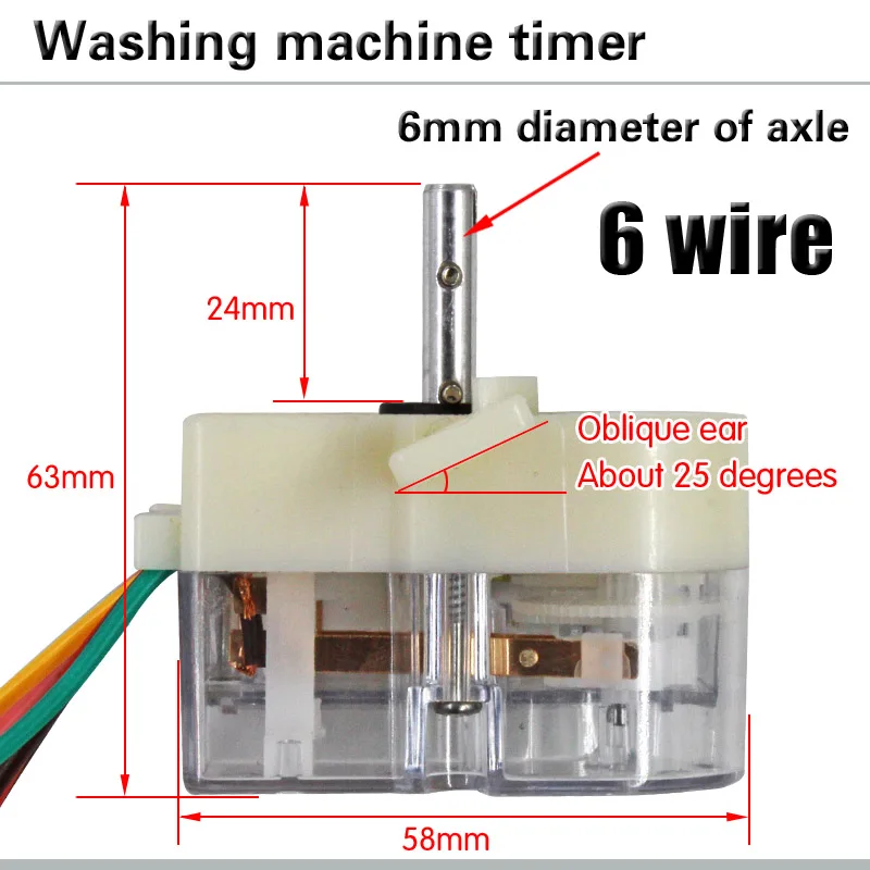 Semi automatic dual cylinder old-fashioned washing machine washing timer switch washing timer 6-wire slanted ear 180 degrees