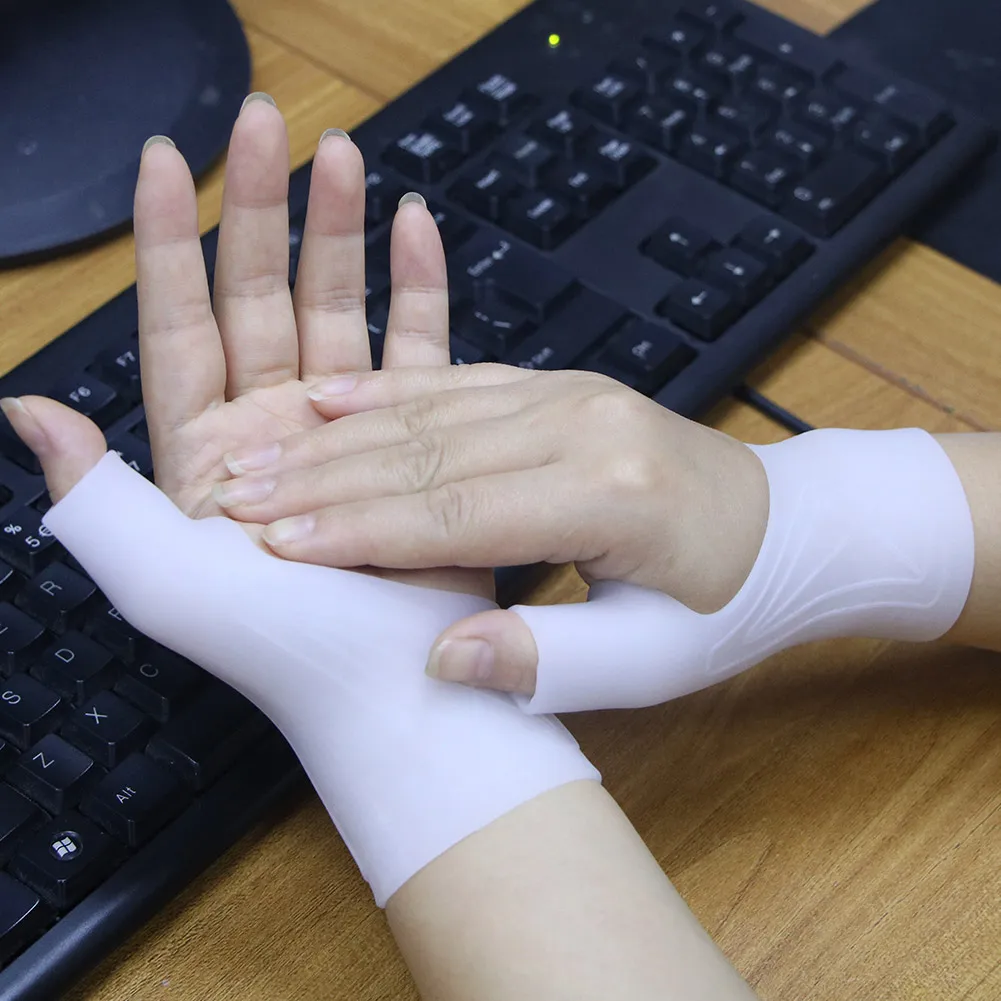 Guantes de Gel de silicona para terapia de muñeca, soporte para pulgar, Corrector de presión para artritis, guantes de protección para tendinitis