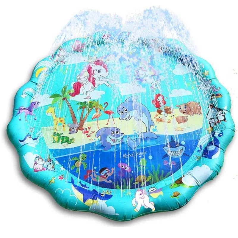 Coussin gonflable à pulvérisation d'eau de 170cm, tapis de jeu d'été pour enfants, arroseur de pelouse, piscine extérieure