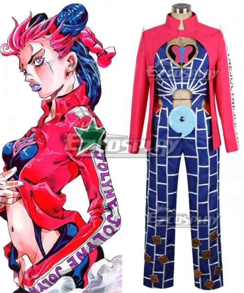 

Stone Ocean Jolyne Cujoh Red Blue Uniform Suits Clothes Halloween Adult Party Outfit Set Cosplay Costume E001