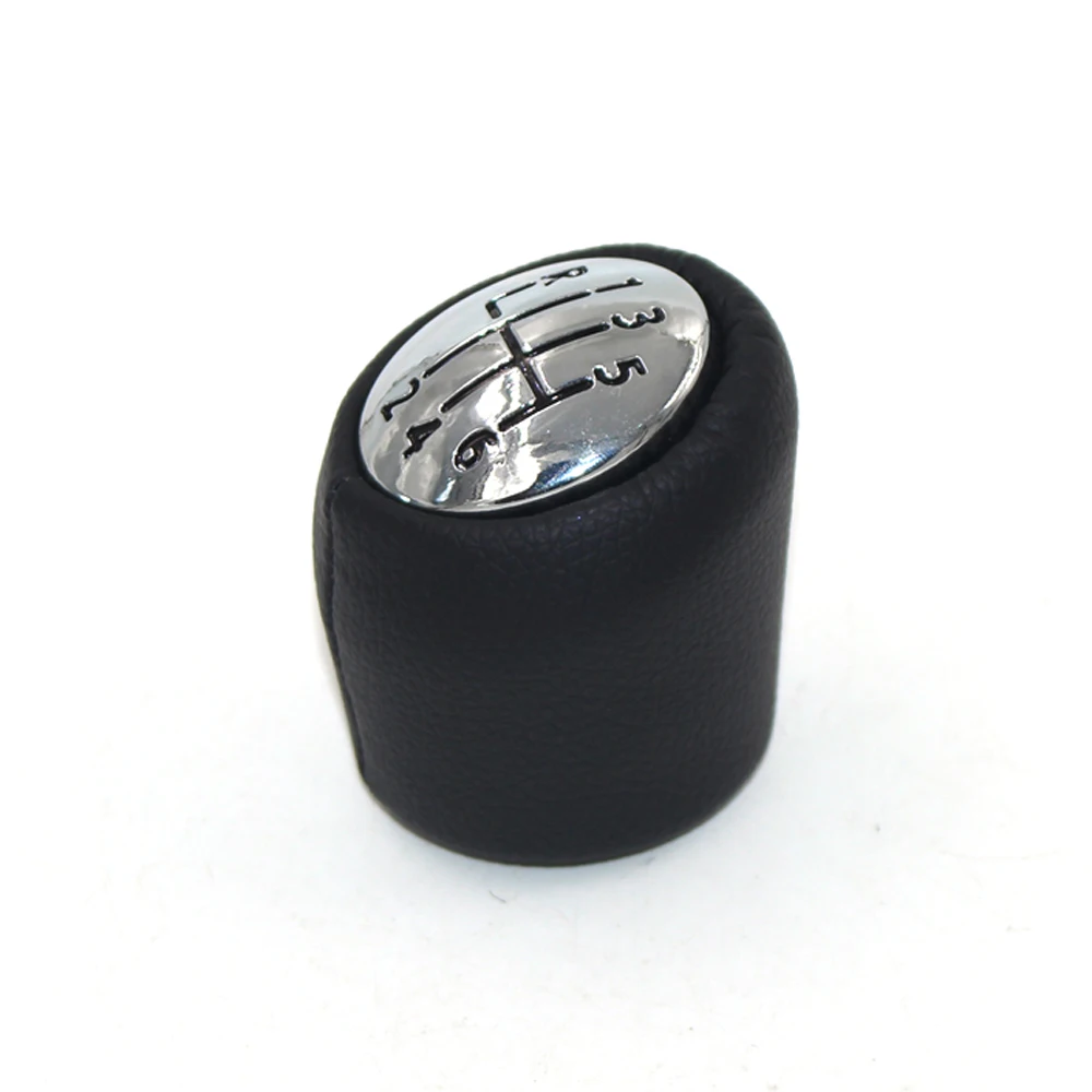 6 Speed Chrome Cap Black Character For Renault Laguna II 2 Mk2 2001-2007 Car Leather Gear Shift Knob Lever Stick Handball Head