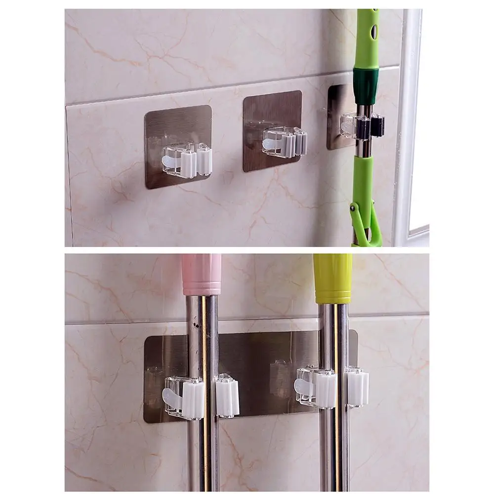 Wall Mounted Mop Holder Brush Broom Hanger Storage Rack Bathroom Organizer Hanging Pipe Hooks mop holder Cleaning Tool Rack