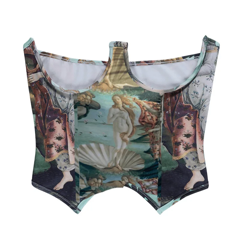 Vintage Bodycon Green Corset Aesthetic High Waist Waist Belt Corset For Dress Tops Oil Painting Punk Gothic Accessories