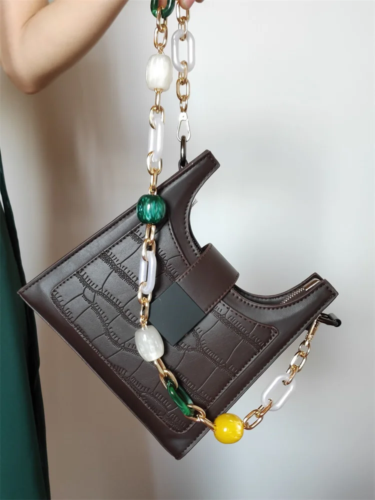 Vintage design mix color elegant acrylic resin beads link chains for shoulder bag