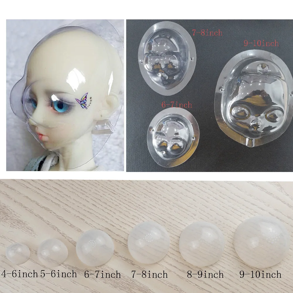 1Pcs Head Transparent Clear Silicone Wig Cap Protection Cover for 1/6 1/4 1/3 BJD SD doll Dolls Accessories