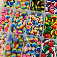 50pcs 8mm Resin Beads Round Rainbow Stripe Loose Spacer Beads For Jewelry Making DIY Bracelet Necklace Accessories