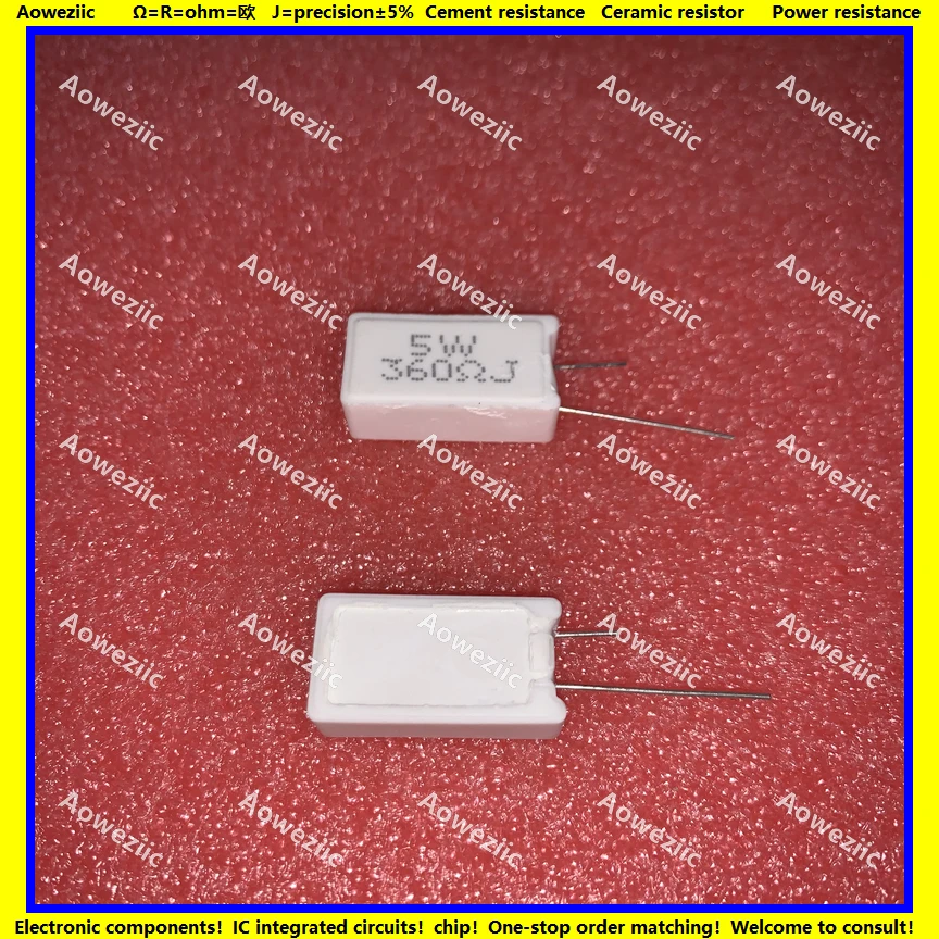 10Pcs RX27-5 Vertical Cement Resistance 5W 360 ohm 360R 360RJ 5W360RJ 5W360ohm Ceramic Resistance precision 5% Power resistance