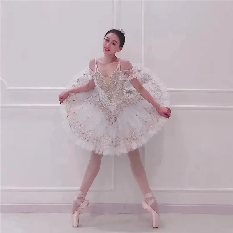 

Professional High Quality 12 Layers Fashion Women Adult Competition Performance Wear White Swan Lake Ballet Tutu