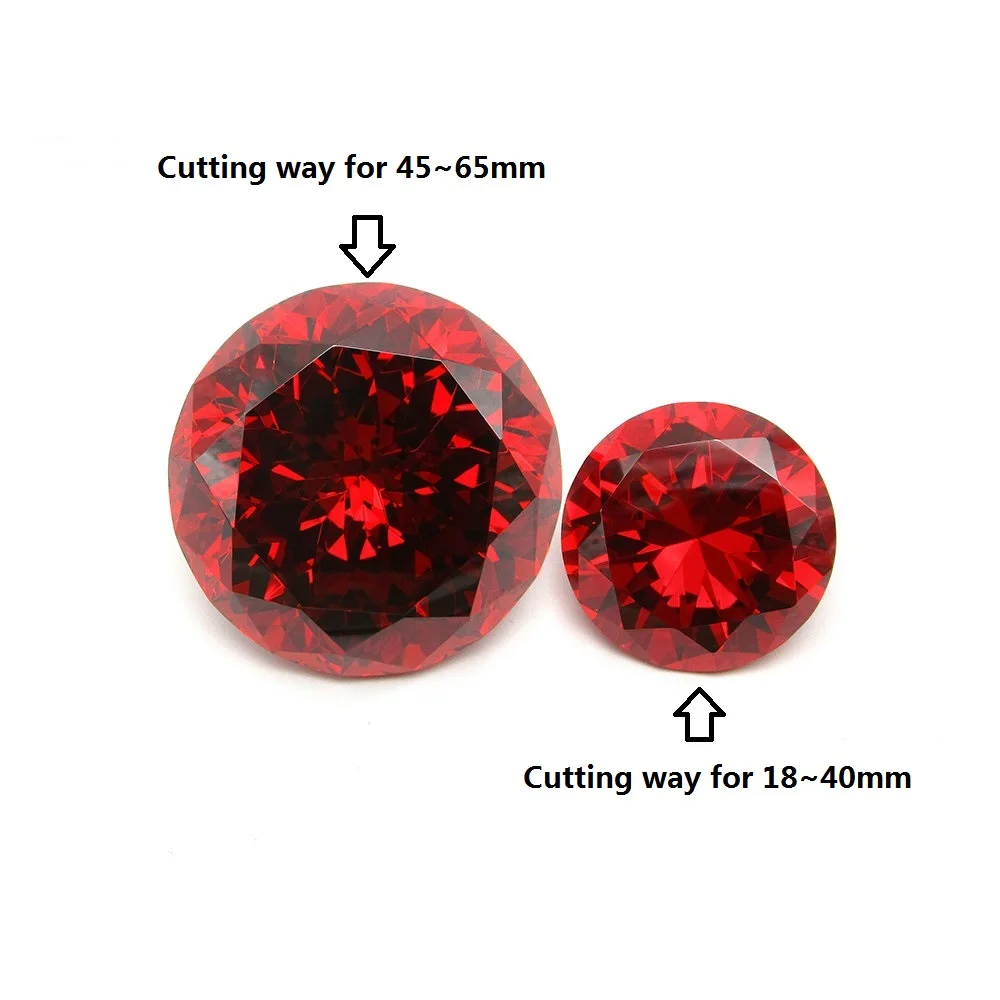 Free Shipping MOQ=1pc 18~65mm Round Brilliant Cut Red CZ Stones 5A Quality Orange Color Cubic Zirconia Stone Synthetic Gems