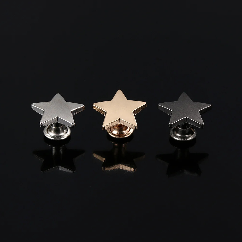 10Sets 9/12mm Metal Stars Rivets Nail Stud for Garment Leather Craft Belt Wallet Decoration Part DIY Sewing Drill Nail Button