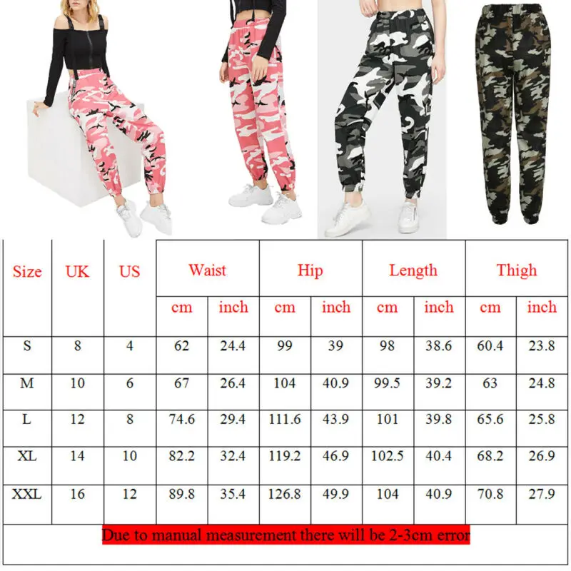 Women's Pants Camouflage Printed Pants Cargo Military Loose Long Pants Trousers Street Hip Hop Pants Outwear