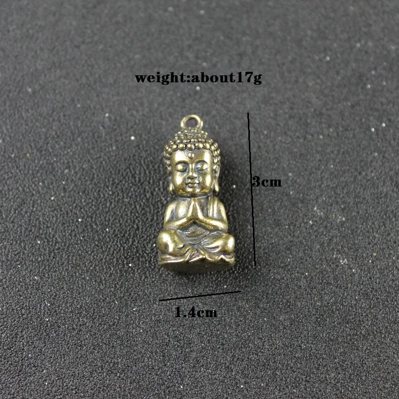 Copper Little Baby Buddha Statue Miniature Figurine Home Decoration Car Keychains Brass Teahouse Girl Children's Backpack Gifts