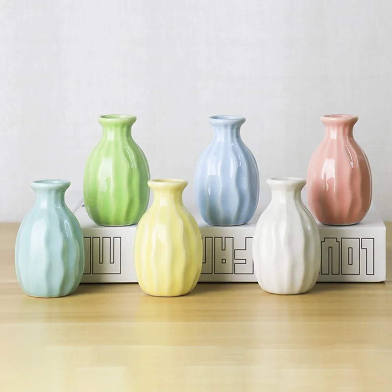 Mini Ceramic Flower Vase Desktop Flower Pot Decoration Home Aromatherapy Bottle Hydroponic Small Vase Home Ornaments Crafts