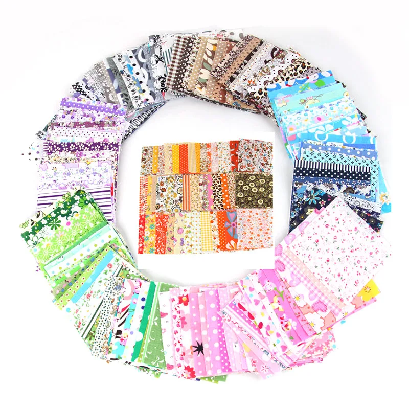 Colorful Patchwork Cotton Sewing Fabric, Quilt Material, DIY Home Quarters, Handcraft Needlework Fabric, 10x10cm, 50Pcs