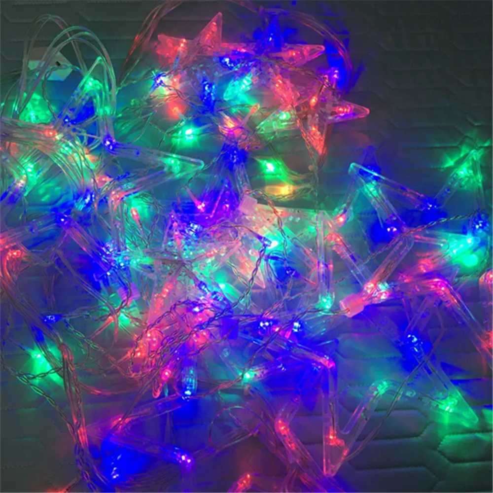 Imagem -03 - Led Plugue da ue Cintilação Estrela Luzes da Corda Controle Remoto ao ar Livre Guirlandas de Natal Festa de Casamento Decoração Cortina Luzes 220v