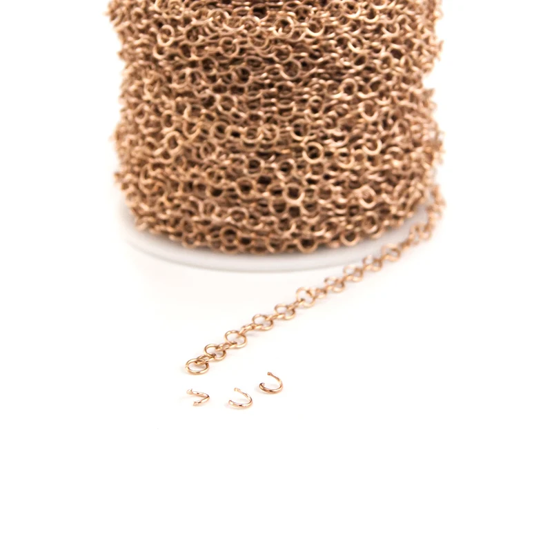 Oh en acier inoxydable pour la fabrication de bijoux, matiques fendues, or rose, largeur 4mm, vente au mètre