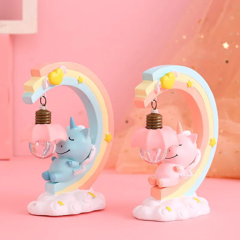 Moon Unicorn Led Night Light Rainbow Bear Rabbit Lamp Baby Nursery Lamps Table Children Kids Christmas Birthday Holiday Gifts