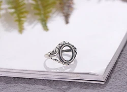 Ring Blank (6x8mm/8x10mm Oval Blank) Adjustable Thai Sterling Silver Oval Cabochon Ring Base