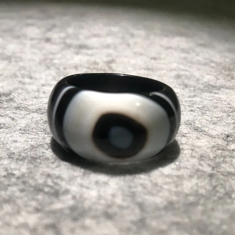 NATURAL DZI EYE AGATE RINGS FOR WOMEN MEN LUCKY AMULET TIANYAN RINGS UNIQUE MYSTERIOUS RING