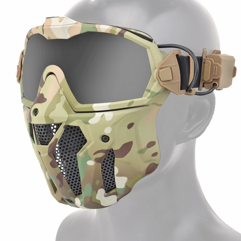 

Tactical Mask Detachable Goggle With Anti-fog Fan System Full Face Protective CS Wargame Combat Airsoft Paintball Accessories