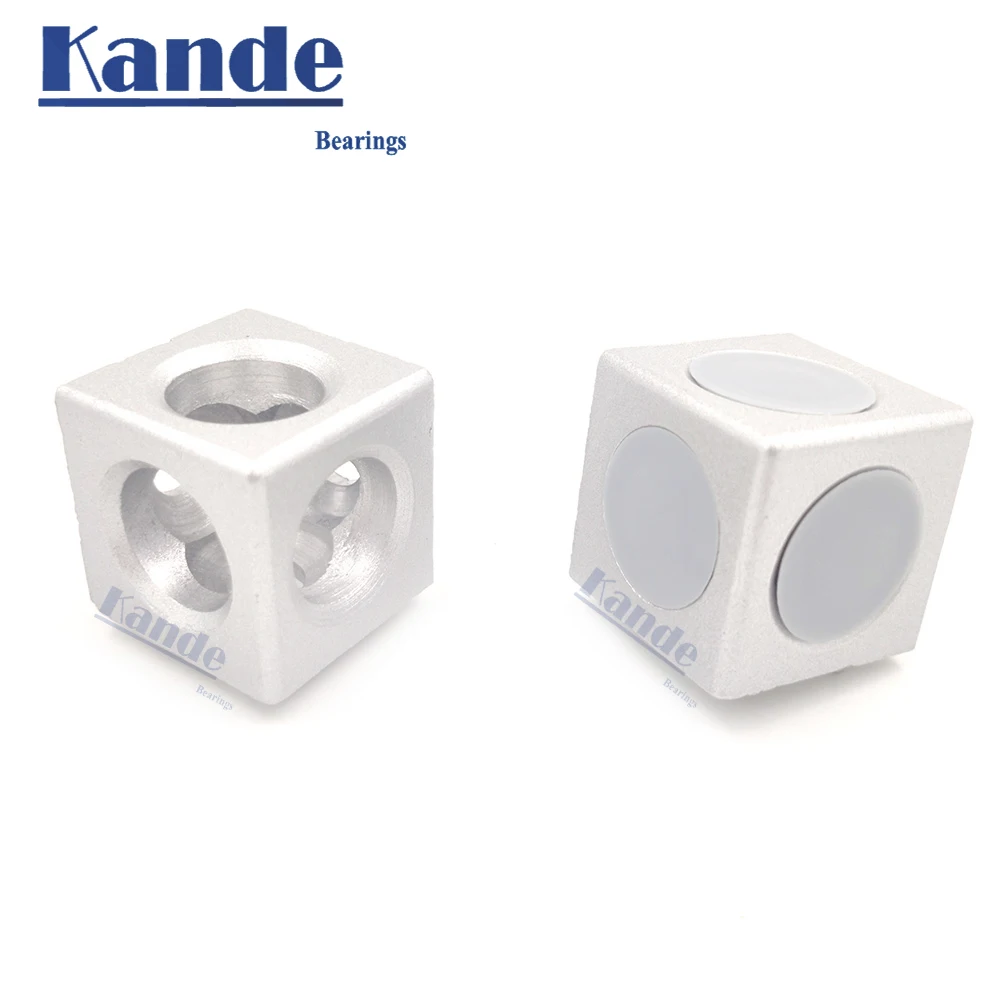 KANDE 1PC 2020 3030 4040 4545 aluminum 3 ways cube connector fasteners for European standard aluminum profiles 3 ways pass