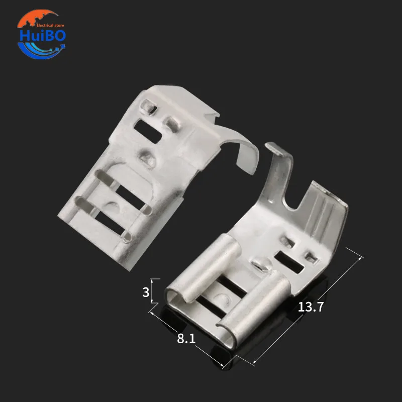 100sets(200pcs) 6.3 claw type with lock plug spring cold terminal block crimping range 2.5-4mm2