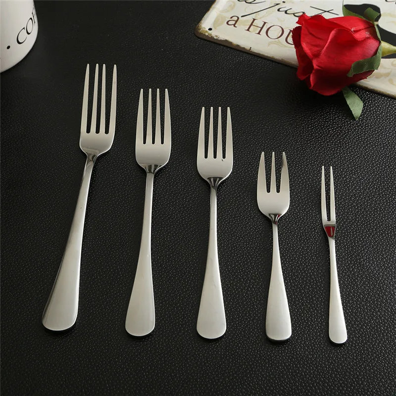 

1pc Portable Stainless Steel Steak Dessert Fruit Salad Fork Refreshment Kitchen Tableware