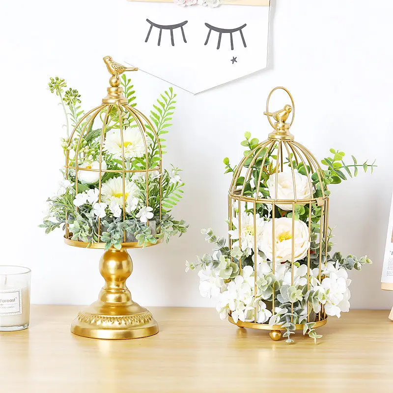 Modern Wrought Iron Birdcage Candle Holder Wedding Floral Set Home Livingroom Accessories Decoration Outdoor Furnishings Crafts