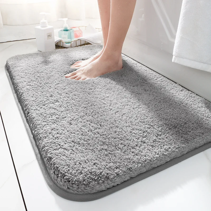 New Super Thick Fluff Fiber Bath Mats Comfortable and Soft Bathroom Carpet Non-slip Absorbent Rug Foot Mat Shower Room Doormat