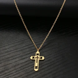 Stainless Steel Necklaces Cross Goth Hip Hop Pendant Choker Men's Chain Fashion Necklace For Women Jewelry Party Gifts One Piece