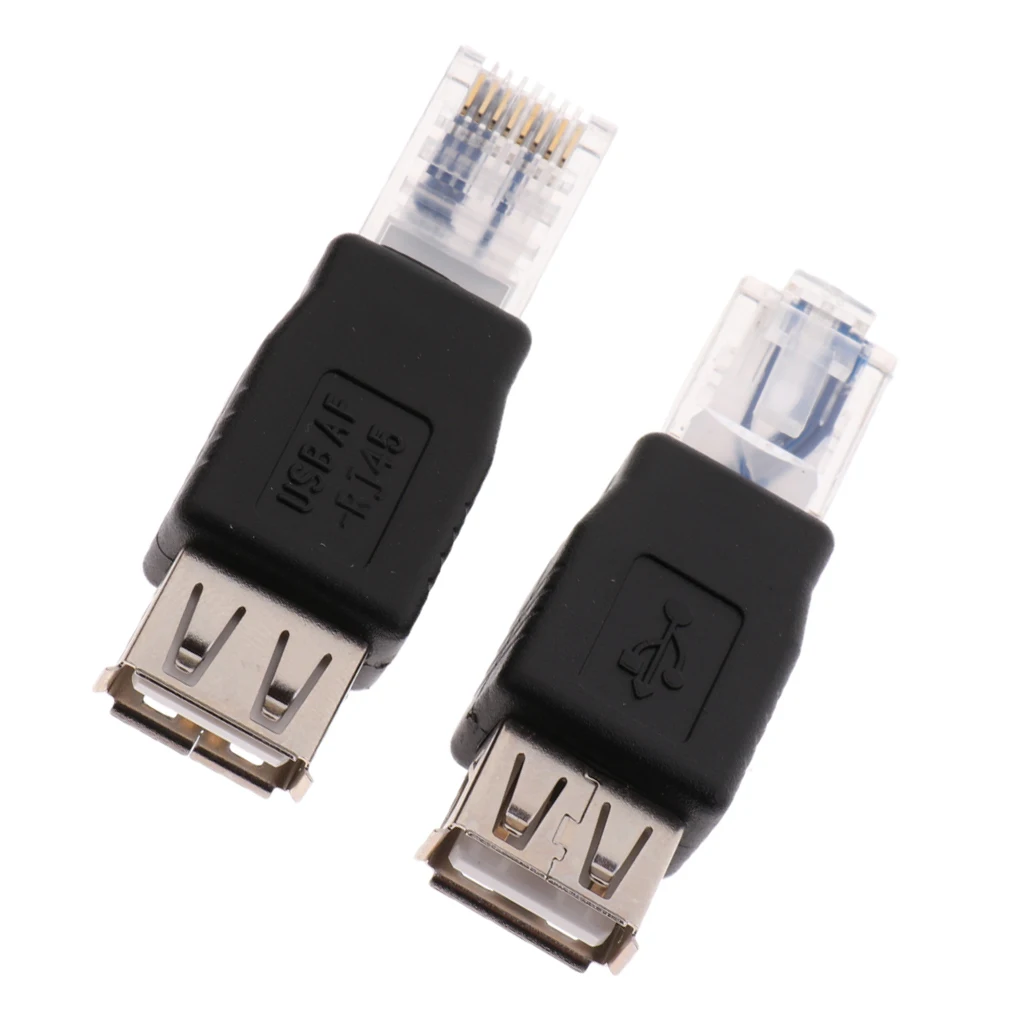 2 Buah USB Female Plug Ke Ethernet LAN Male Network Adapter Connector