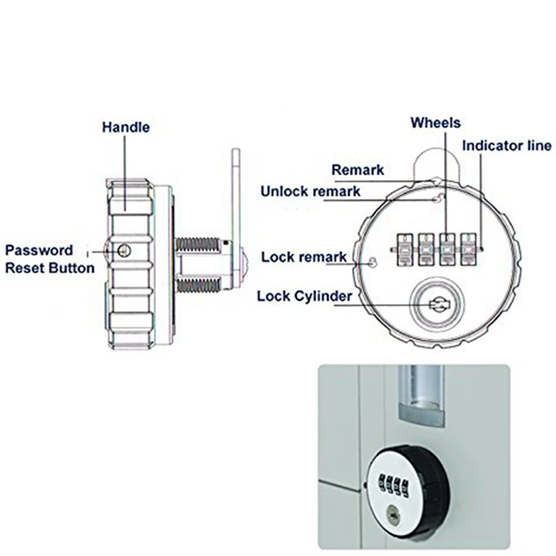 Imagem -03 - Armário de Combinação Cam Lock Digital Keyless Gaveta Porta Ginásio Escola Armário com Chave de Redefinição