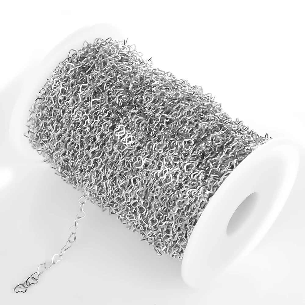 1 Meter Edelstahl-Herzketten für DIY-Armbänder, Schmuckherstellung, Halsketten-Komponenten, Bastelzubehör, Großpackung – Detail 5