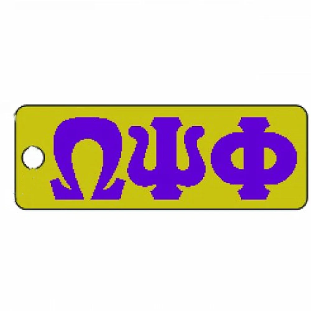 Greece Life Member Jewelry Custom Rectangle Stamped Engraved Purple Yellow Club Greek Fraternity Ome Psi Phi Pendant Charm