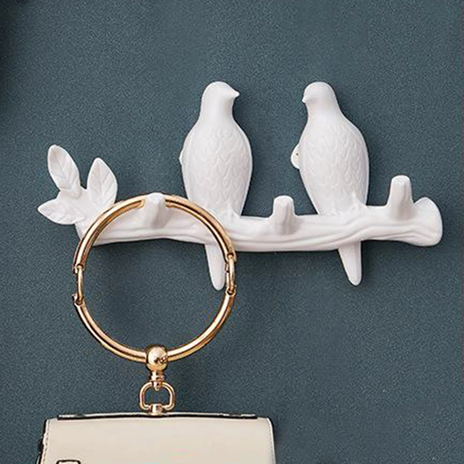 Birds on Branch Wall-mounted Hook Clothes Cap Key Towels Holder Porch Living Room Bedroom Storage Wall Ornament Gift