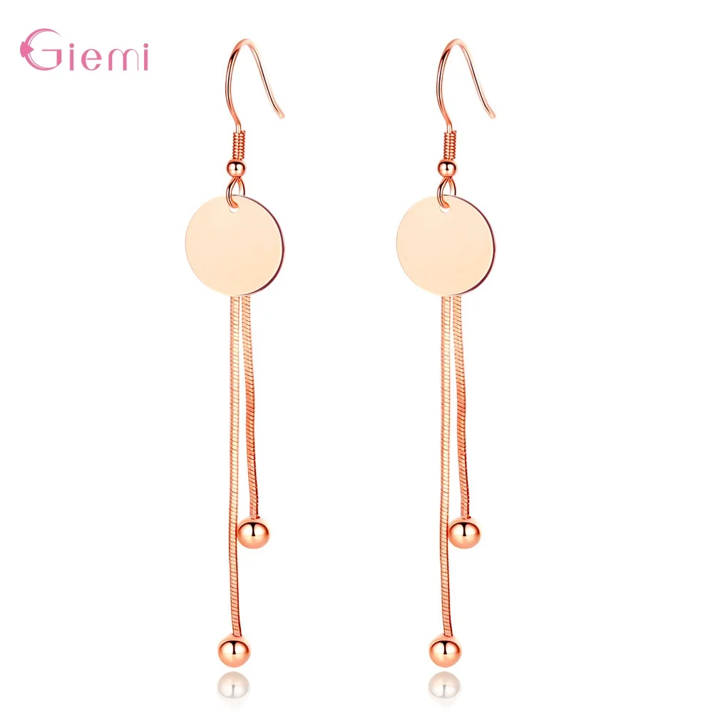 Elegant Fashion 925 Sterling Silver Round Charm Hook Earring for Women Girl Circel Charm Tassel Earring Hyperbole Jewelry