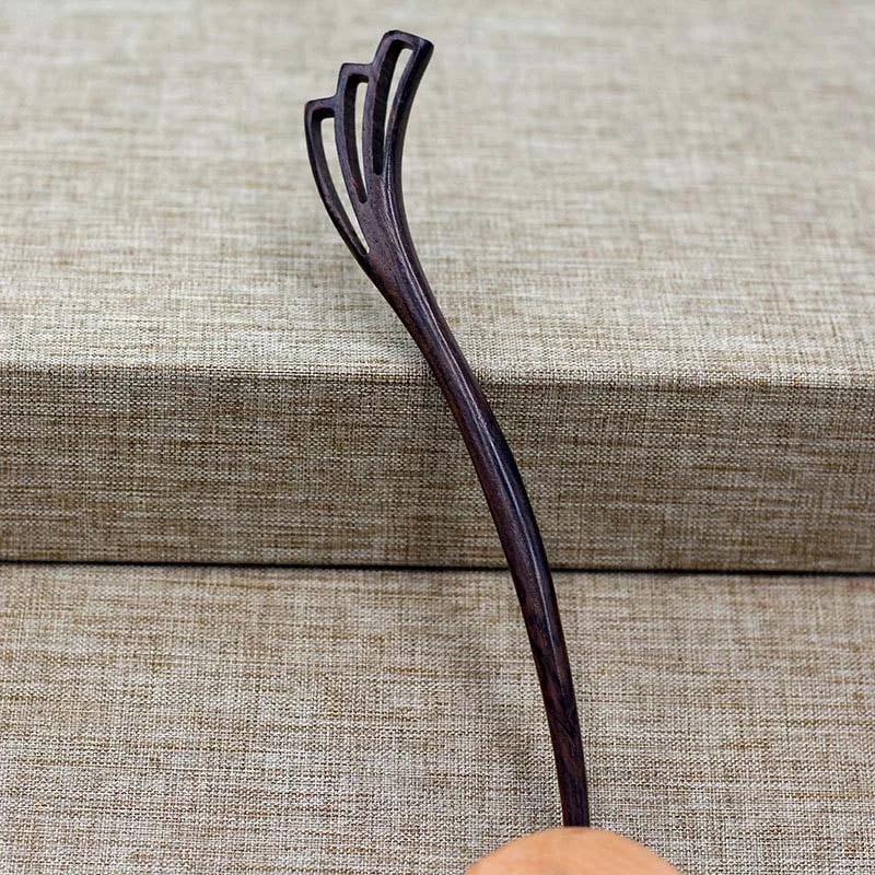 Ancient Chinese Style Simple Wooden Hair Fork Black Sandalwood Hairpins Clips Hair Sticks for Women Girls Hair Ornaments