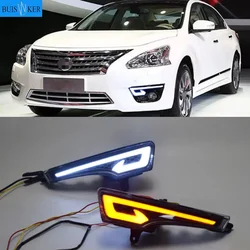 1Pair Car LED DRL Daytime Running Lights for Nissan Altima Teana 2013 2014 2015 Lamp Bumper Fog light Lamp cover Styling Driving