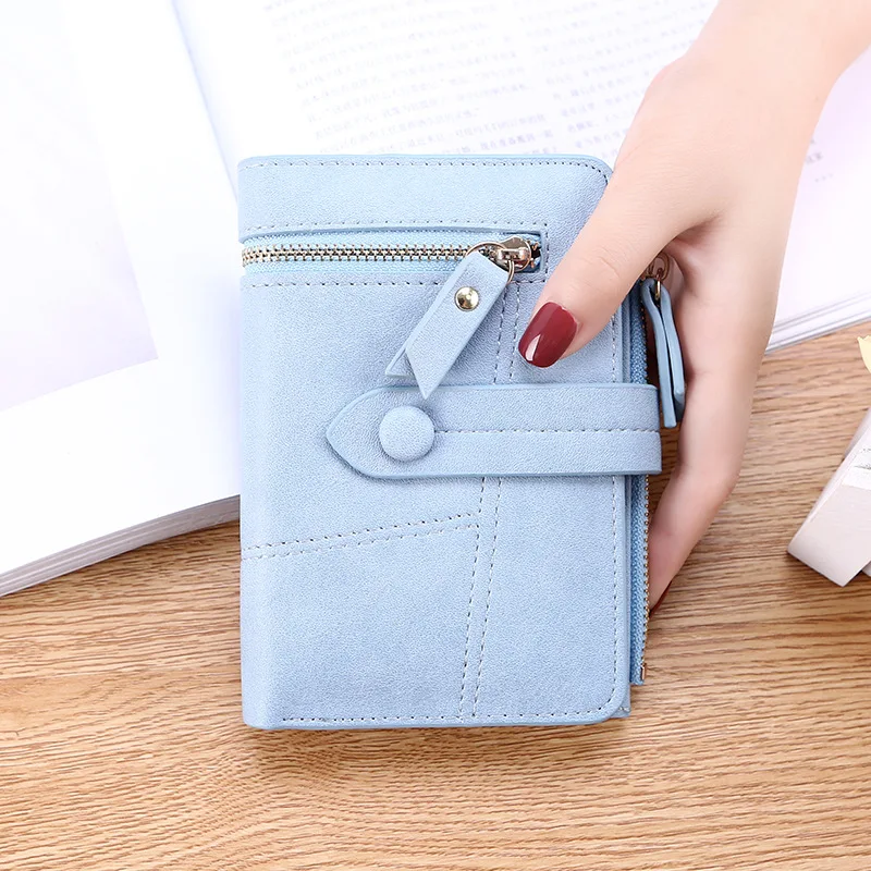 Cartera corta de alta calidad para mujer, monedero, tarjetero para mujer, monedero pequeño con cerrojo, cartera de mano