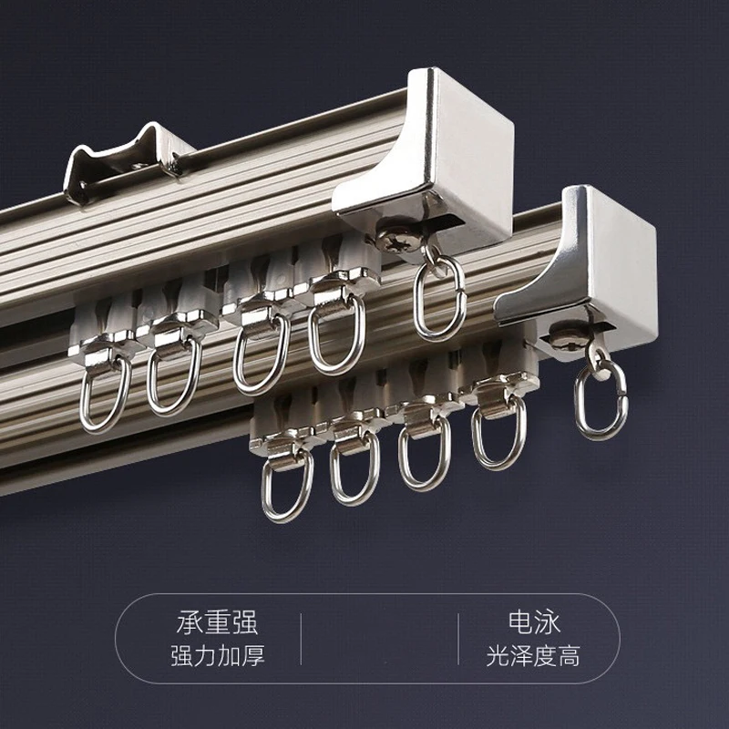 Thicken curtain track pulley straight guide rail top mounted hook type mute single and double top side mounting hook track