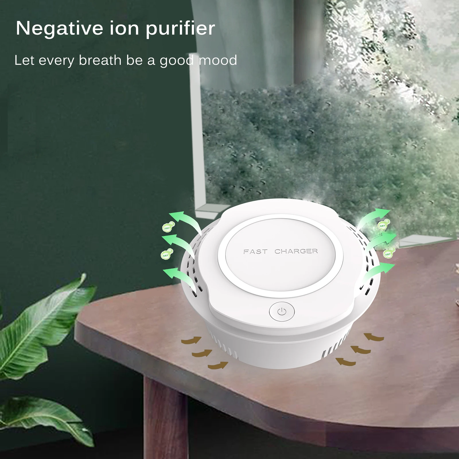 

2 in1 Air Purifier Wireless Charger For Home True HEPA Filters Compact Desktop Purifiers Filtration with Night Light Air Cleaner