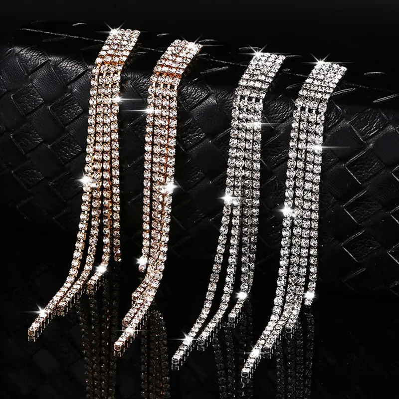 2021New Rhinestone Inlaid Drop Earrings  Zircon  Silver Plate Needle Flash Popular Earrings  Jewelry gifts Accessories