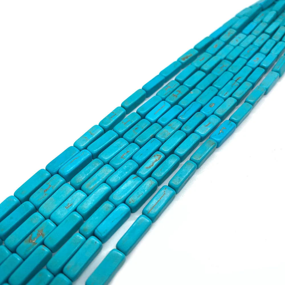 Natural Stone Rectangular Turquoise Loose Beads 4x13mm Cube Turquoise Tube Beads Charm Jewelry DIY Necklace Bracelet Accessories