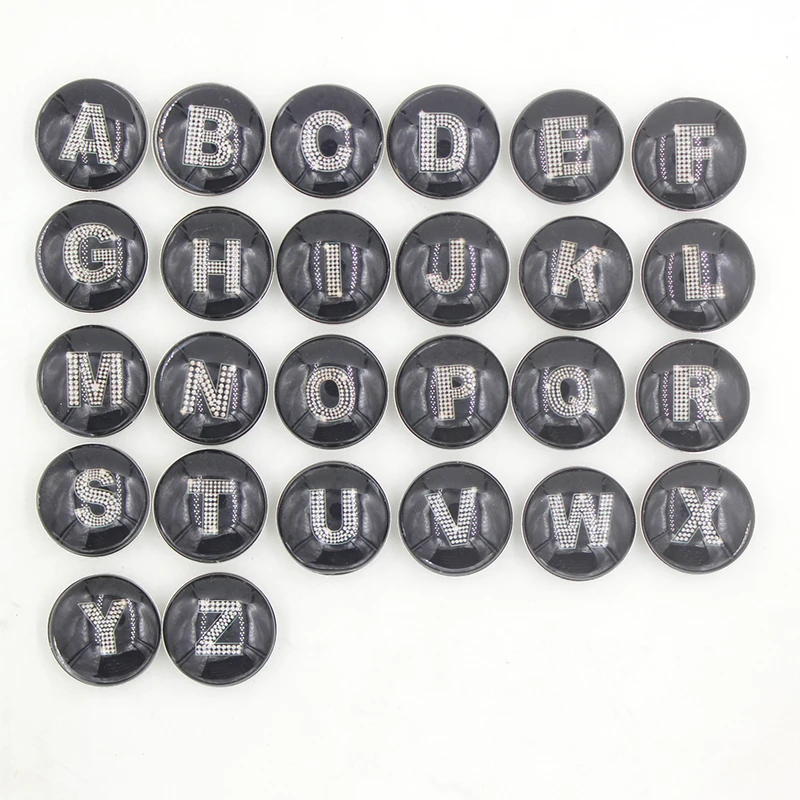 

26pcs DIY Snap Jewelry 18mm Cabochon Glass 26 Initial Letters Button for Interchangeable Snap Bracelet Necklace Earring