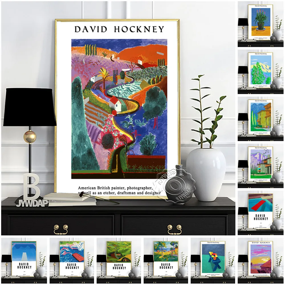 David Hockney Museum Exhibition Poster, Garrowby Hill Oil Painting, Hockney Swim Pool Art Prints, Afternoon Swimming Wall Art