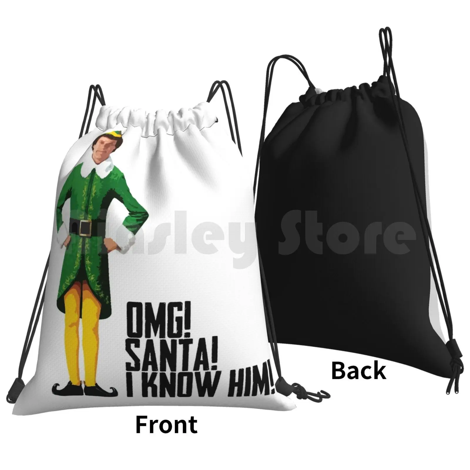 Elf-Will Ferrell | Buddy-Christmas Quote-Funny Backpack Drawstring Bags Gym Bag Waterproof Elf Buddy Christmas Santa Will