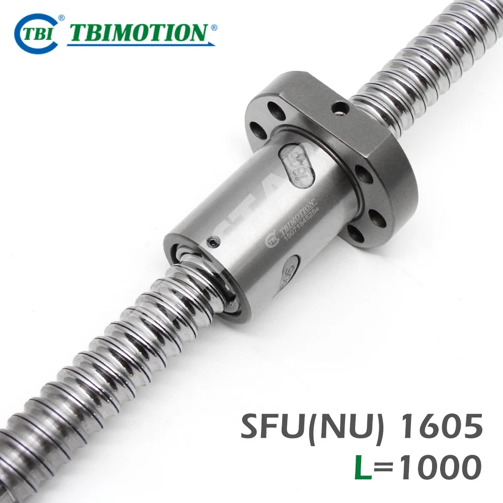 

TBI SFU1605 SFNU1605 C7 Ball Screw SFUR1605 Length 1000mm High Precision Flange Thread Shaft CNC Parts Ball Nut R16 Lead 5mm Rol