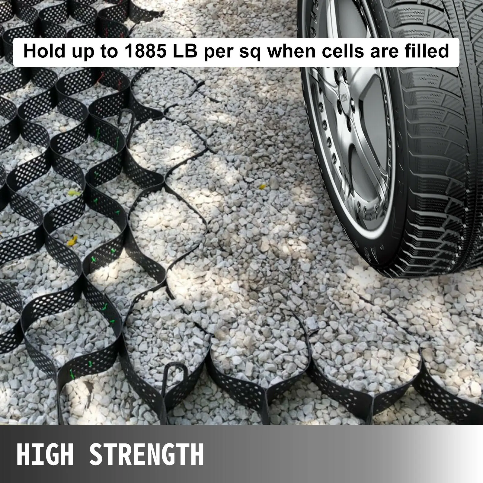 VEVOR Geo Grid Ground Grid HDPE 2 ในระบบป้องกันภาพสั่นไหวหนา 1885 ปอนด์ต่อตาราง ความแรงดึง Gravel Ground Grid Garden Driveways