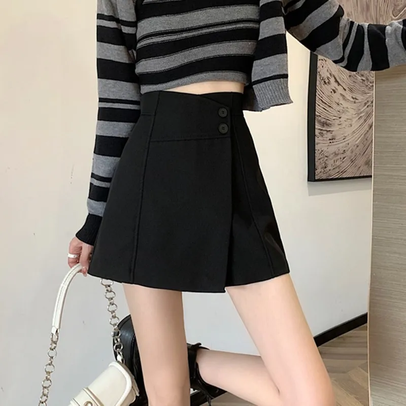 Women Casual Shorts Skirts New Arrival 2022 Spring Fashion Korean Style All-match Solid Color Ladies High Waist Short Pants T075